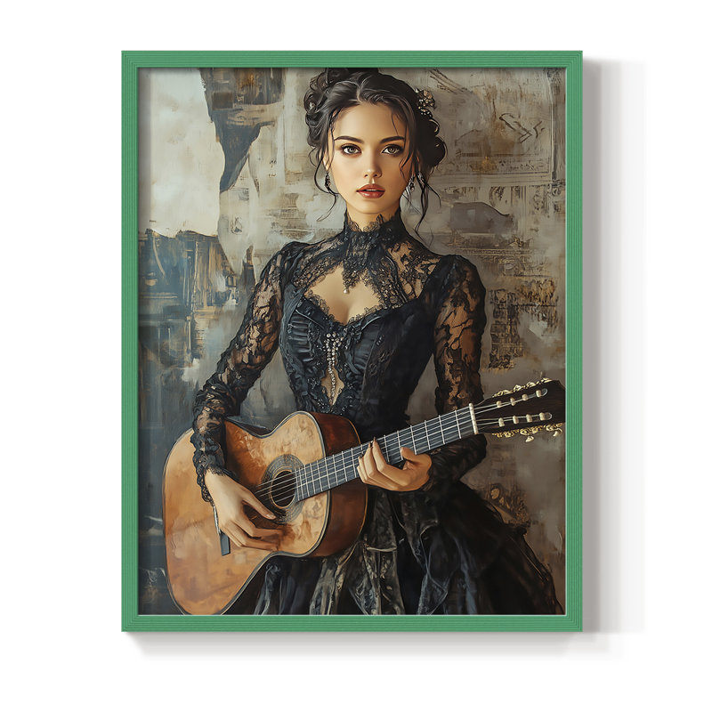 Reproduction encadrée WOMEN Series CCxxviii - bois massif, H 15 po x l 12 po, Vert