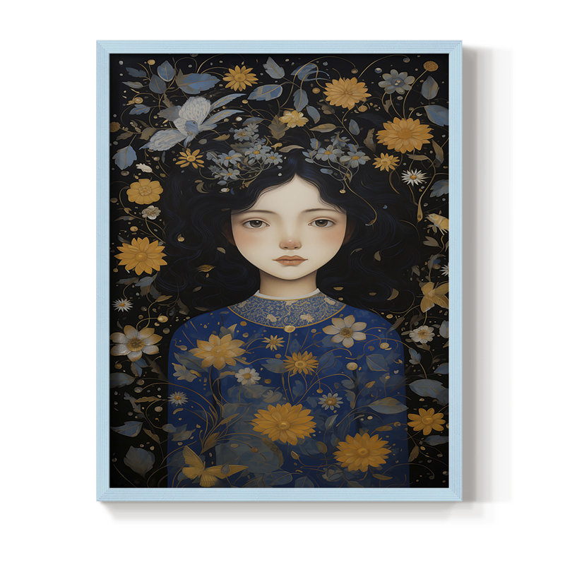 Reproduction encadrée WOMEN Series MII - bois massif, H 11 po x l 9 po, Bleu