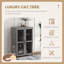 Maison pour chat de luxe avec roues, cage pour chat Catio Villa pour chats d'intérieur avec poteaux à griffer, condo, porte à rabat et coussin