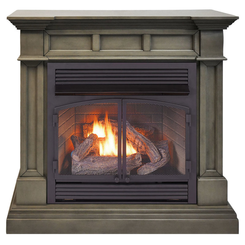 Duluth Forge Dual Fuel Ventless Gas Fireplace With Mantel, Walnut, No