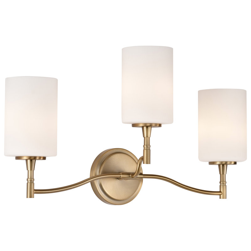 Coiffeuse Lawrie - verre opale Lawrie, Bronze brillant, H 12,38 po x l 22 po x P 7 po, Trois lumières
