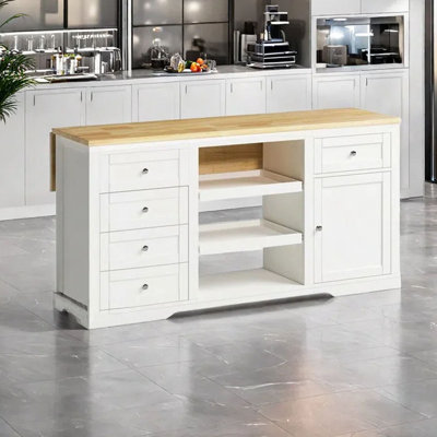 62.99"" Vintage Multifunctional Kitchen Island with Storage Cabinet -  Artistic Soul XKX Premium Furniture, SHZ6PRCK
