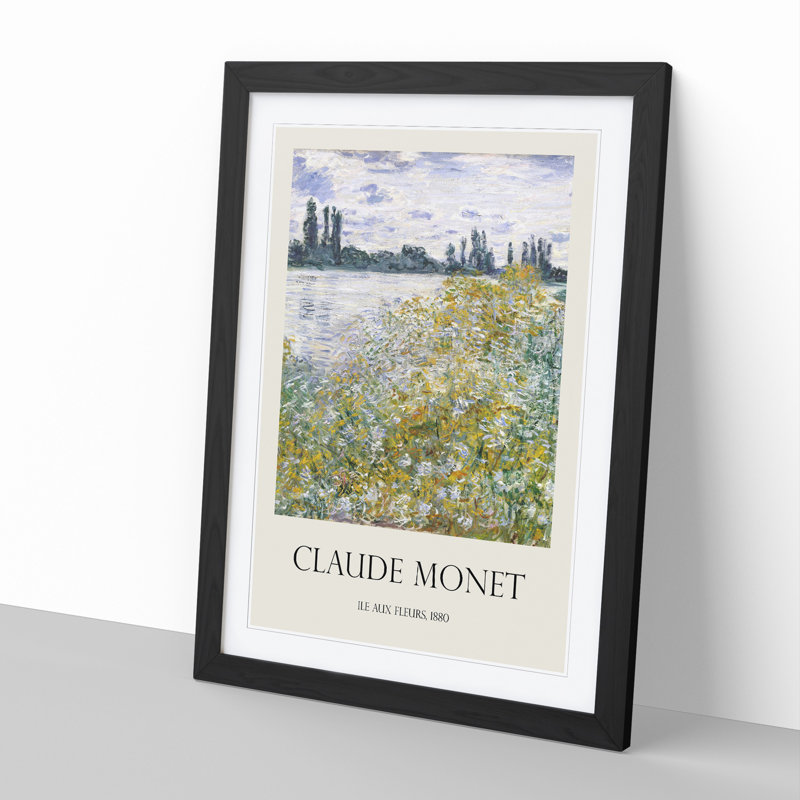Ile Aux Fleurs Near Vetheuil by Claude Monet - Picture Frame Painting, Black Framed, 48cm H x 36cm W x 2cm D