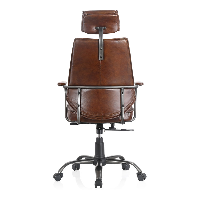 Genuine Leather Executive Chair, Brown Genuine Leather