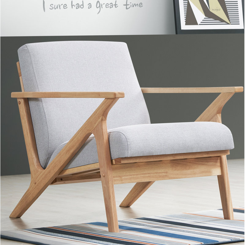Fauteuil d'appoint Zola, Chêne, Polyester gris clair