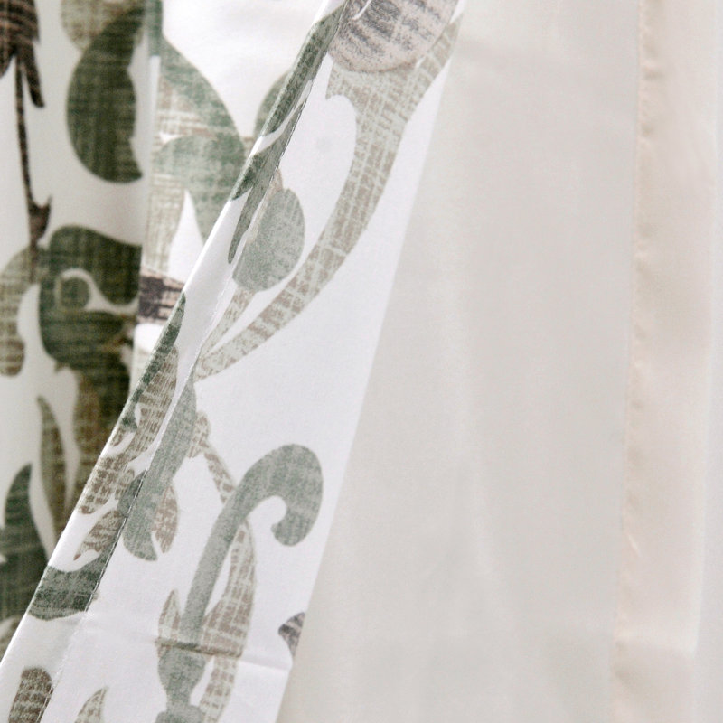 Semi Sheer Curtain Pair, Green/Ivory, 152.4cm W x 243.8cm L
