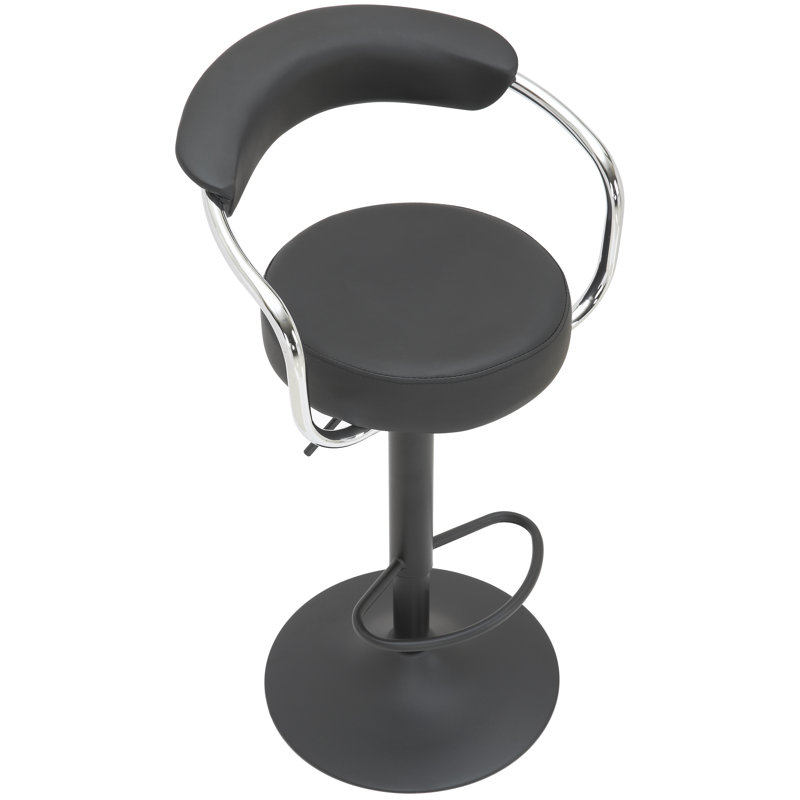 Shubhika Swivel Upholstered Adjustable Height Counter Stool with Metal Frame, Black