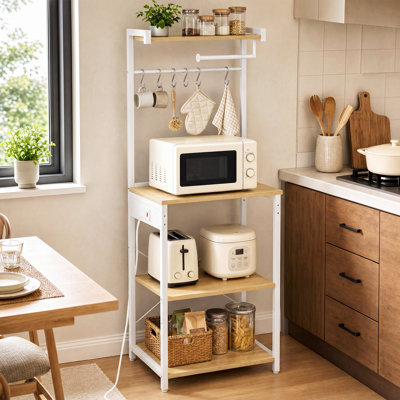 Luciano 4-Tier Kitchen Bakers Rack With Power Outlet