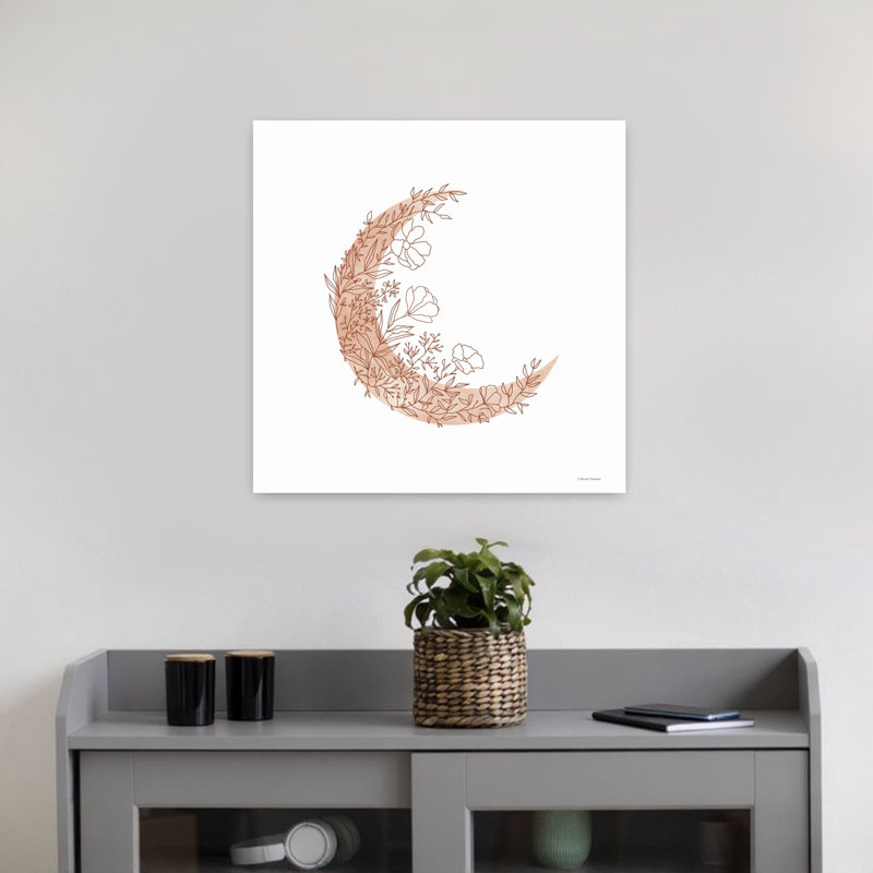 Fleurs dans la lune, art abstrait contemporain de paysage de fleurs, H 18 po x l 18 po