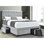Grand lit gris en tissu avec 4 tiroirs pour une chambre à coucher élégante