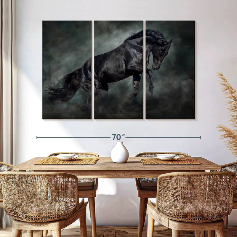 Brampt Prancing Black Horse, 42" H x 65" W