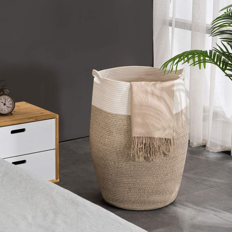 Très grand panier à linge en jute, Brun