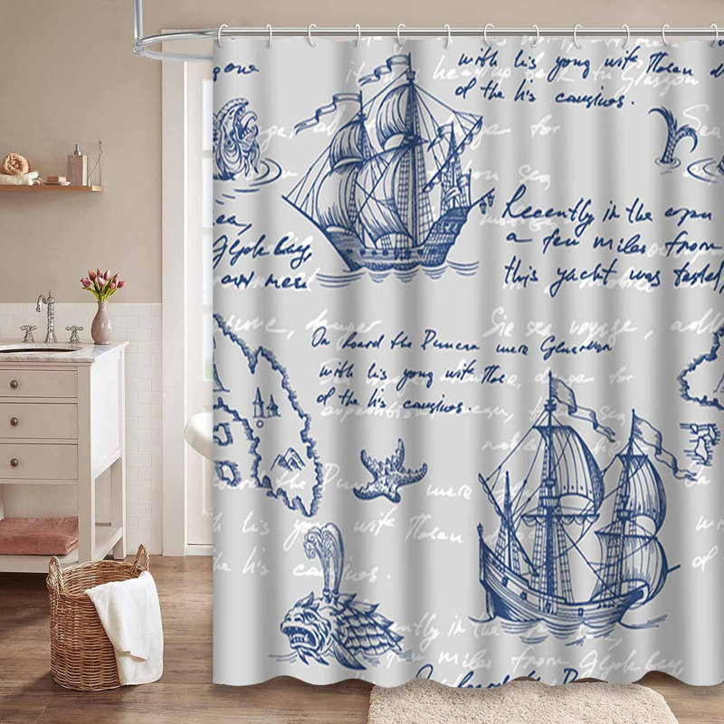 Rideau de douche imperméable à l'eau avec 12 crochets, L 72 po x l 84 po