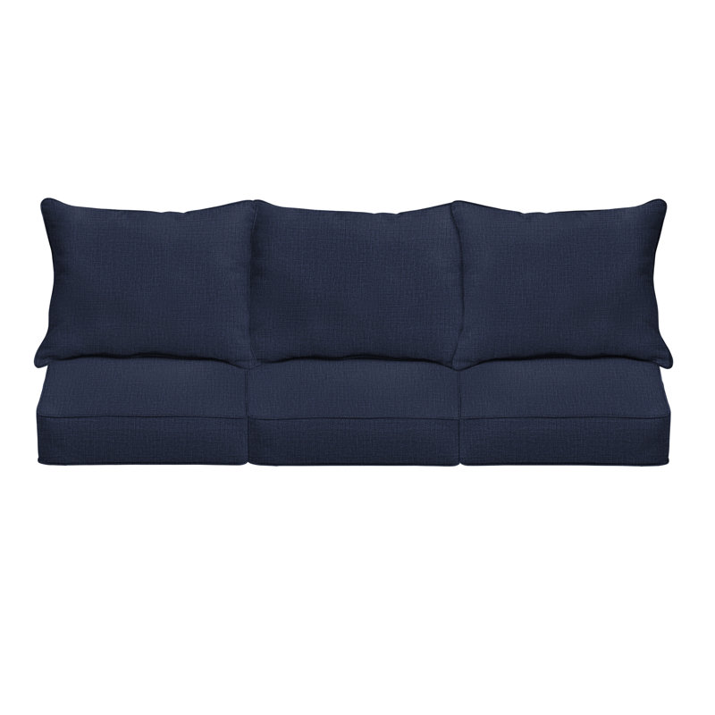 Outdoor Solid Deep Seating Sofa Pillow and Cushion Set, Richloom - Rave Indigo, 29 in W x 27 in D x 5 in H