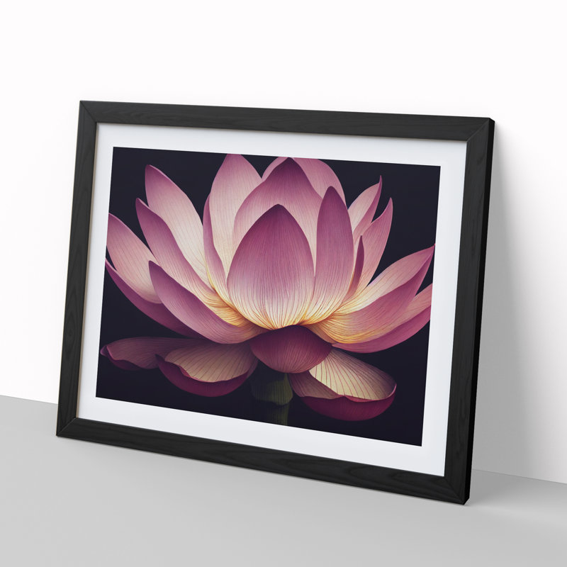 Intriguing Lotus Flower - Framed Print, Black, 46cm H x 64cm W x 2cm D