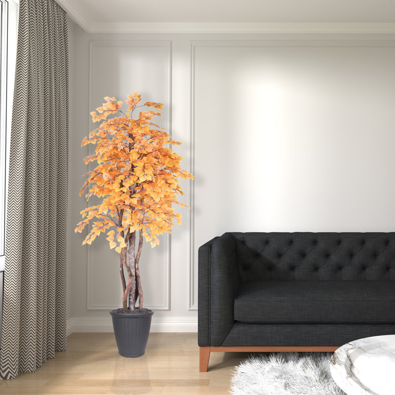 72'' Faux Tree in Pot, Gray