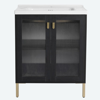 Meuble-lavabo simple 27,8 po avec plateau en céramique Fitzalen
