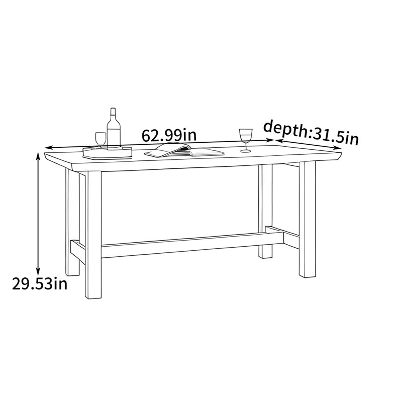 Table de salle à manger moderne et large, H 29,53 po x L 62,99 po x l 31,5 po