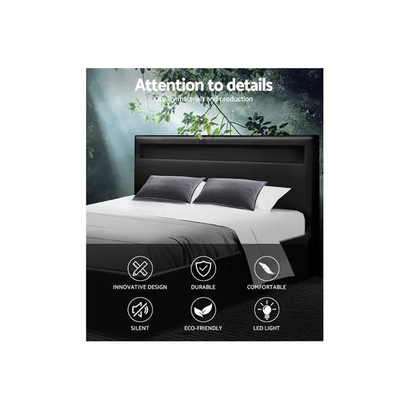 Calina  Upholstered Ottoman Bed Frame, Black, Single (3')