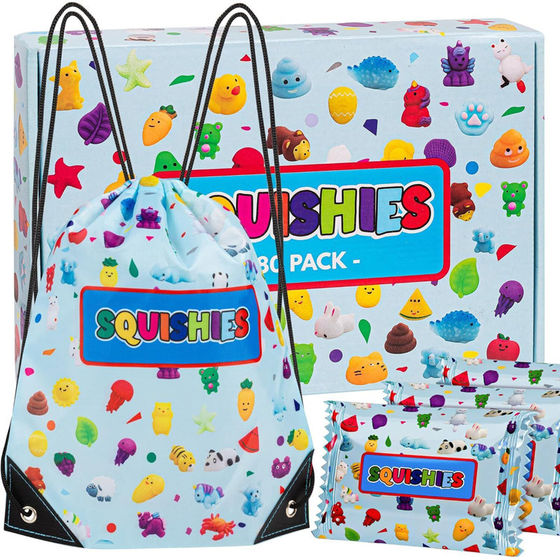 80 Pcs Cute Animal Squishies Kawaii Mochi Squeeze Squishy Party Filler Plastic Toy Bag