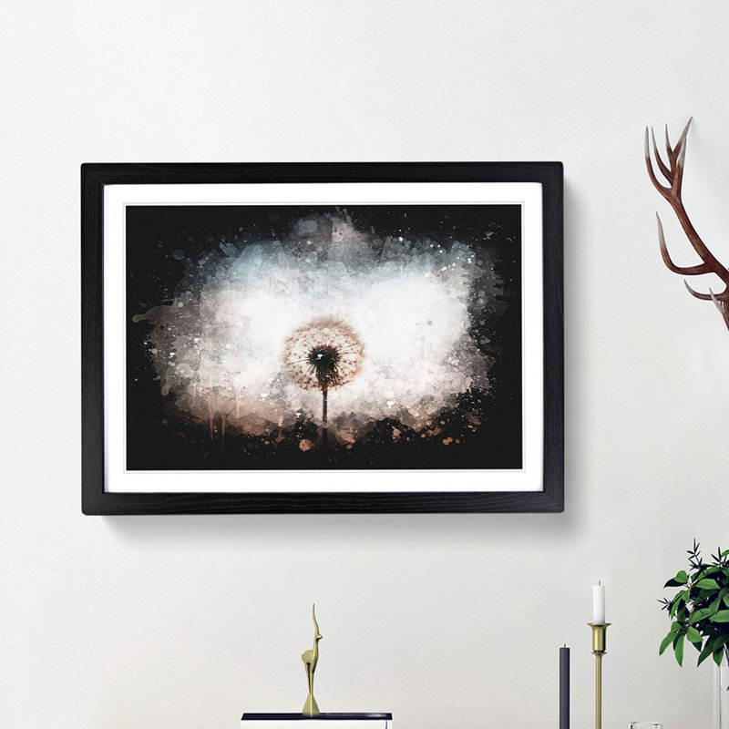 Dandelion Paint Splash - Framed Print, 33cm H x 45cm W x 2cm D, Black Framed