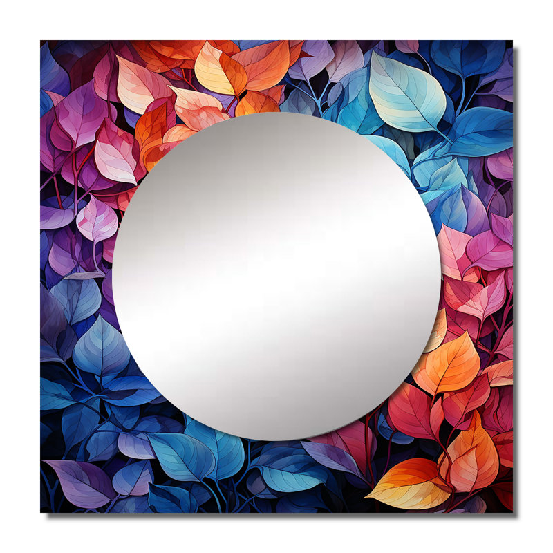Dearion - Miroir mural décoratif à feuilles pour chambre à coucher, 23 po x 23 po