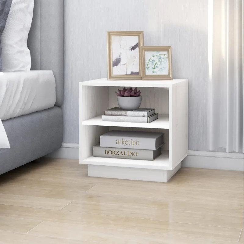 Moncton 40cm W Solid Wood Bedside Table, White, Individual