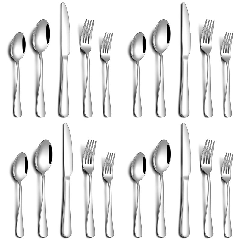 Ensemble de couverts 20 pièces en acier inoxydable pour 4 personnes, lavables au lave-vaisselle