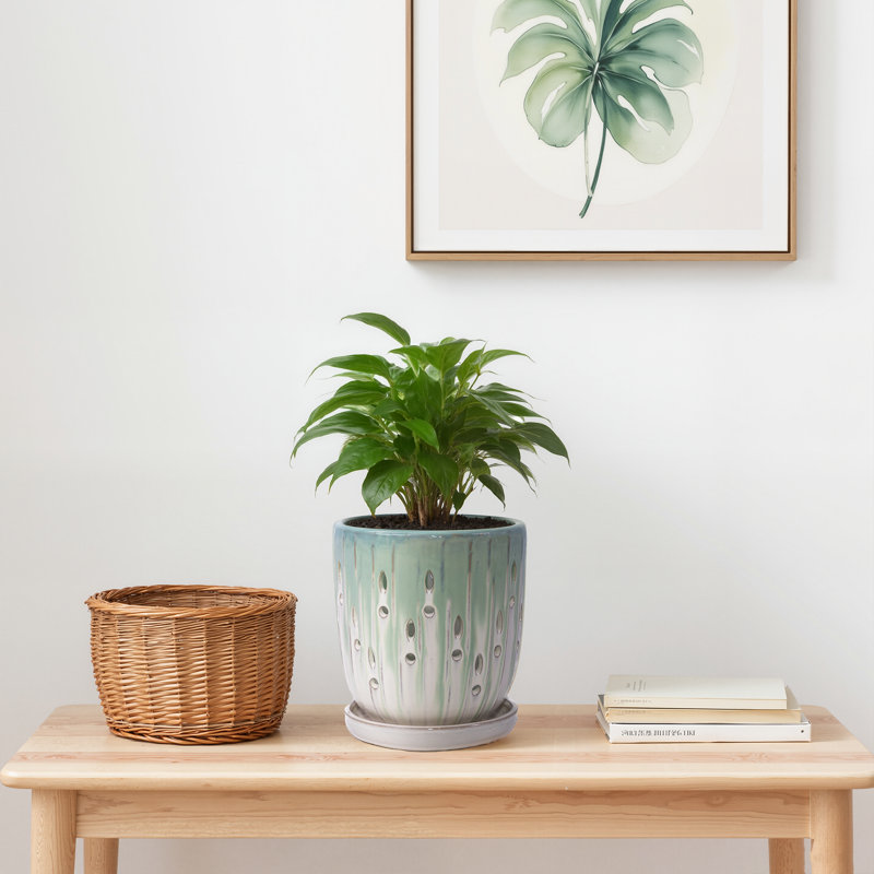 7" Outdoor Indoor Modern Ceramic Pot Planter Decorative Planter with Drainage Hole Patio Flower Pot for Garden Living Room Set of 2