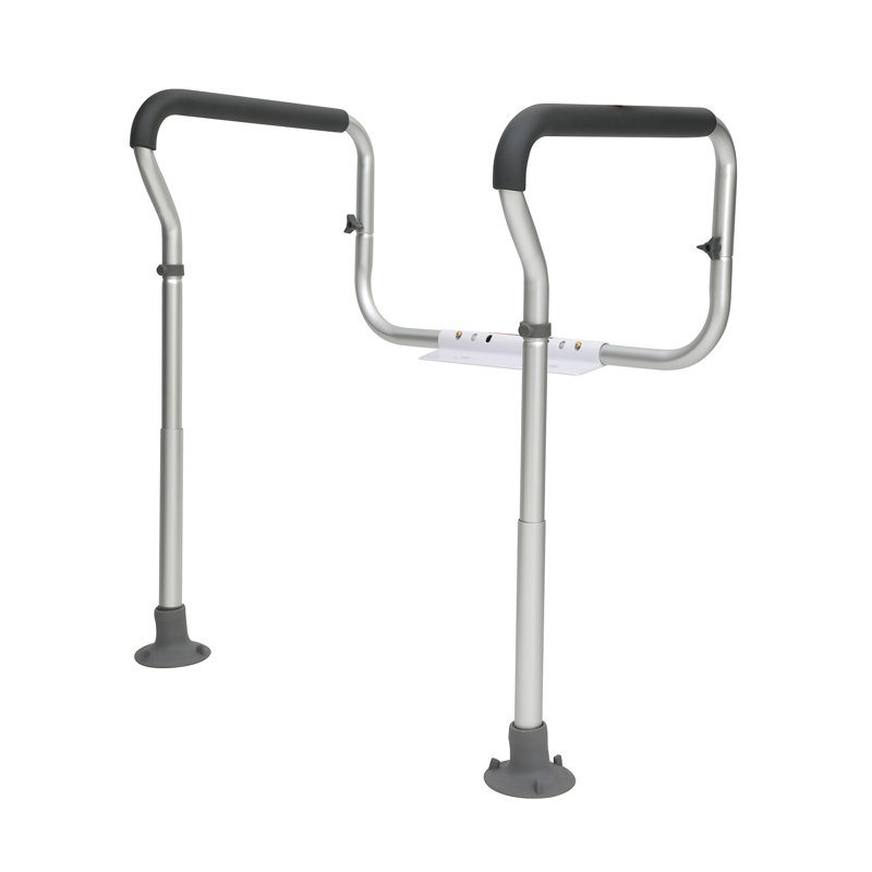 Barrière de sécurité ajustable avec accoudoirs rembourrés - Barre d'appui en aluminium robuste pour personnes âgées et personnes à mobilité réduite