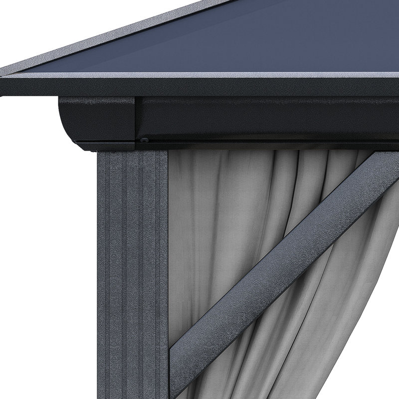 16ft x 12ft Hardtop Canopy Gazebo, Backyard Canopy, Patio Pavilion with Double Layered Curtains, 112.8" H x 192." W x 144" D