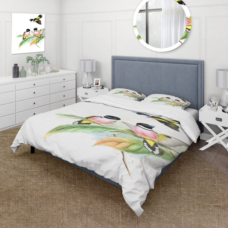 Ensemble de housse de couette traditionnel Vintage Birds III - microfibre de polyester