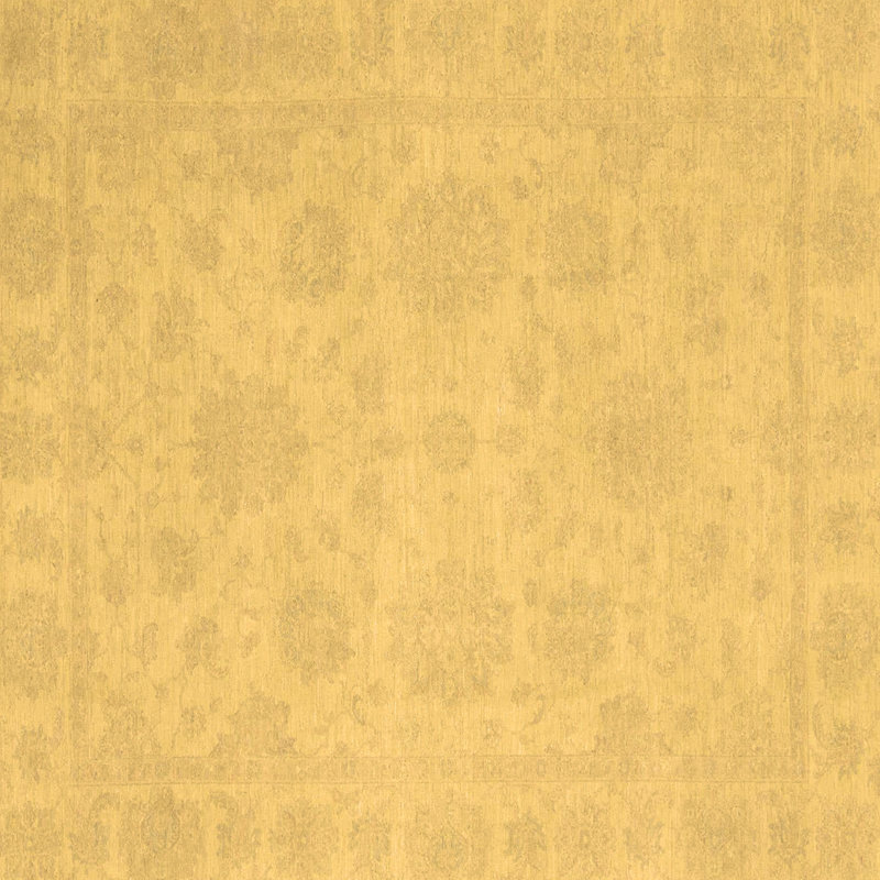 Tapis abstrait jaune / gris tissé à la machine Jaunius 4 pi x 4 pi