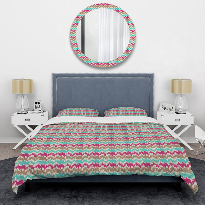 Ensemble de housse de couette à motif violet à rayures transversales, Housse de couette pour grand lit et 2 taies décor