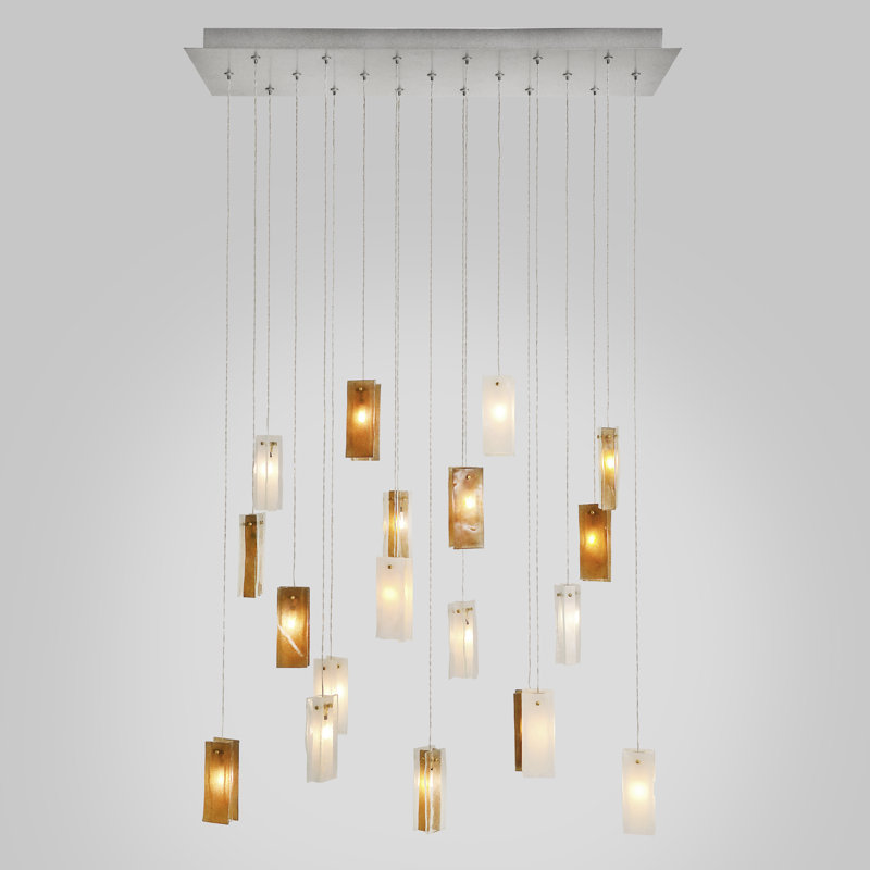 LED Pendant, 48" H x 30" W x 12" D, Amber, 19