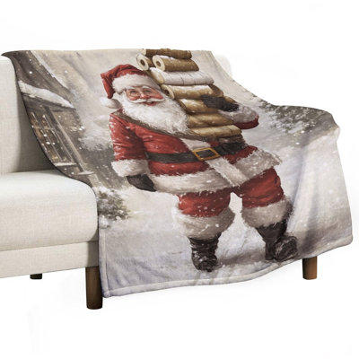 Jeté de père Noël en papier de toilette Snowy Street Luxury Flanel