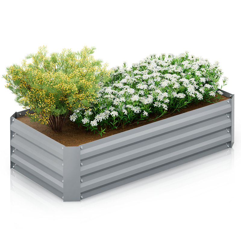 Raised Garden Bed Kit Outdoor Metal Gardening Planter Box for Vegetable Elevated Flower Succulents, 12" H x 48.5" W x 25" D