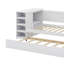 Lit de jour simple en bois avec lit gigogne, tablettes latérales, tiroirs et bureau de chambre polyvalent avec station de charge