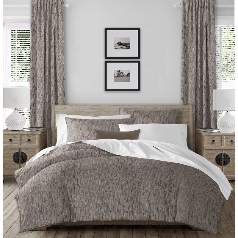 Sylvio Microfiber 3 Piece Duvet Cover, Chocolate, Queen Duvet Cover + 2 Shams