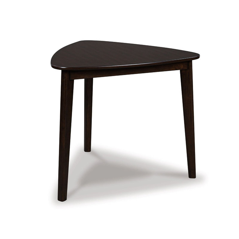 Maly Breakfast Dining Table, 35 Inch Beveled Triangular Top, Merlot Red