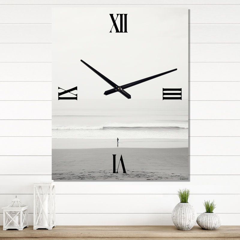 Minimalisme plage photo V - horloge murale nautique et de plage surdimensionnée, H 40 po x l 30 po x P 1 po