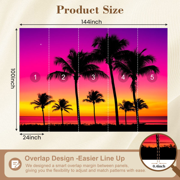 Red Barrel Studio Coastal Peel and Stick Wallpaper Vibrant Sunset ...
