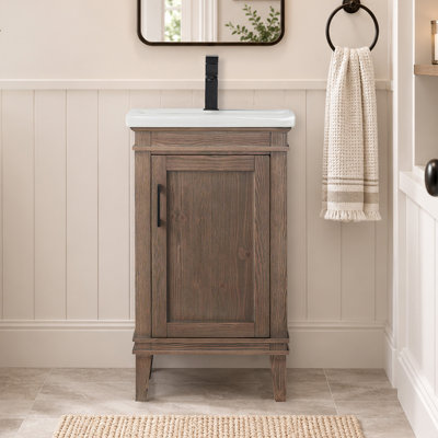 Ensemble de meuble-lavabo simple autoportant 20 po avec plateau en céramique Reynaldo