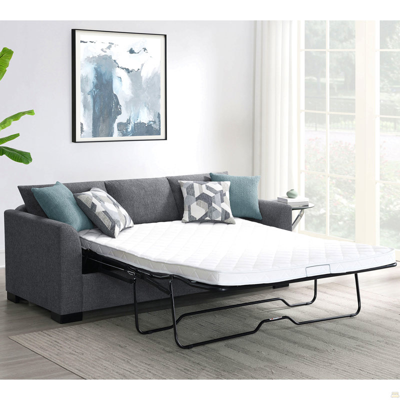 Canapé-lit modulaire rembourré gris Pacheco, Tissu gris