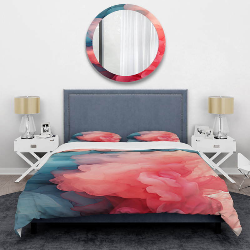 Ensemble de housse de couette abstraite Pink Polar Radiance Smoke II, Housse de couette pour très grand lit