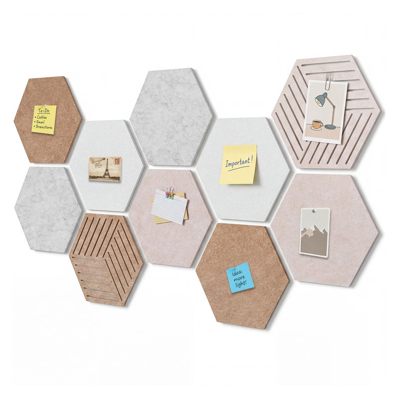 10 planches hexagonales en feutre hexagonales, tuiles auto-adhésives et insonorisantes pour affichage mural