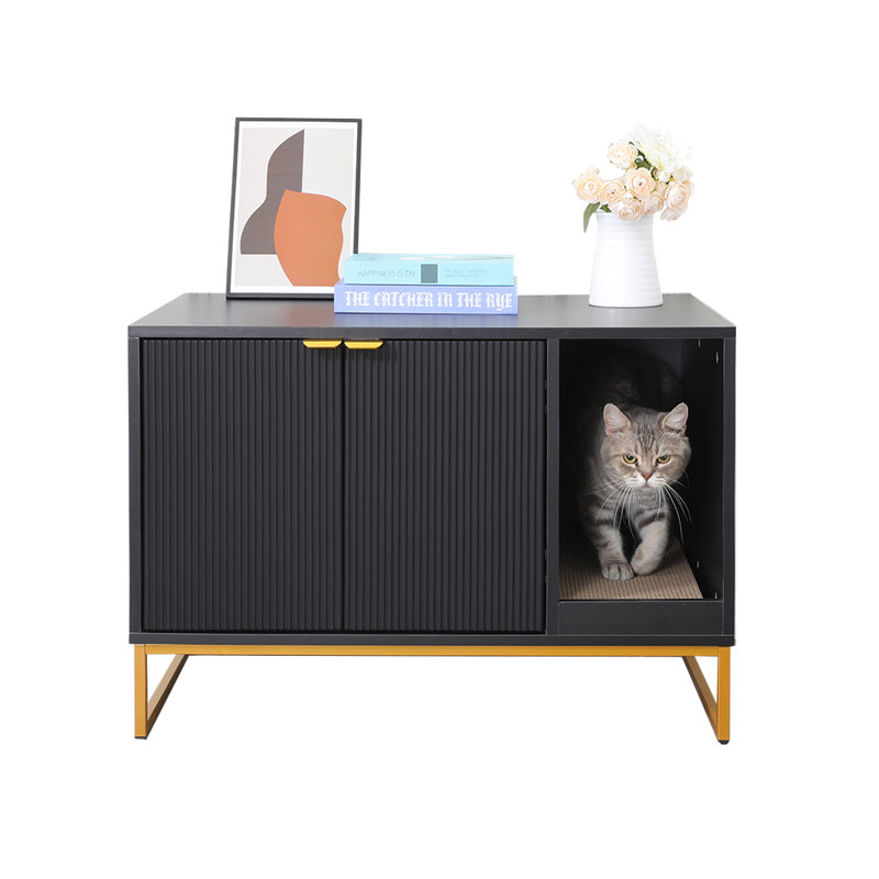 Enceinte de litière 32 po noire moderne, Noir