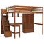 Lit mezzanine en bois massif pour enfants avec bureau, station de charge, bibliothèques et garde-robe-422572756