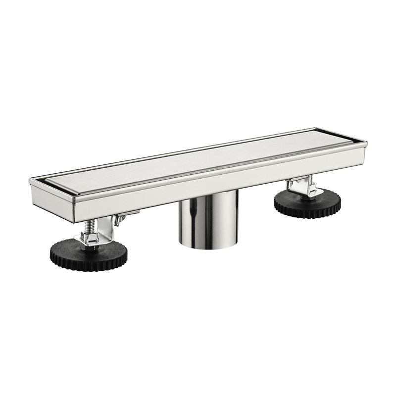 Drain de douche à grille linéaire, Nickel brossé, H 2,87 po x l 12 po x P 2,75 po