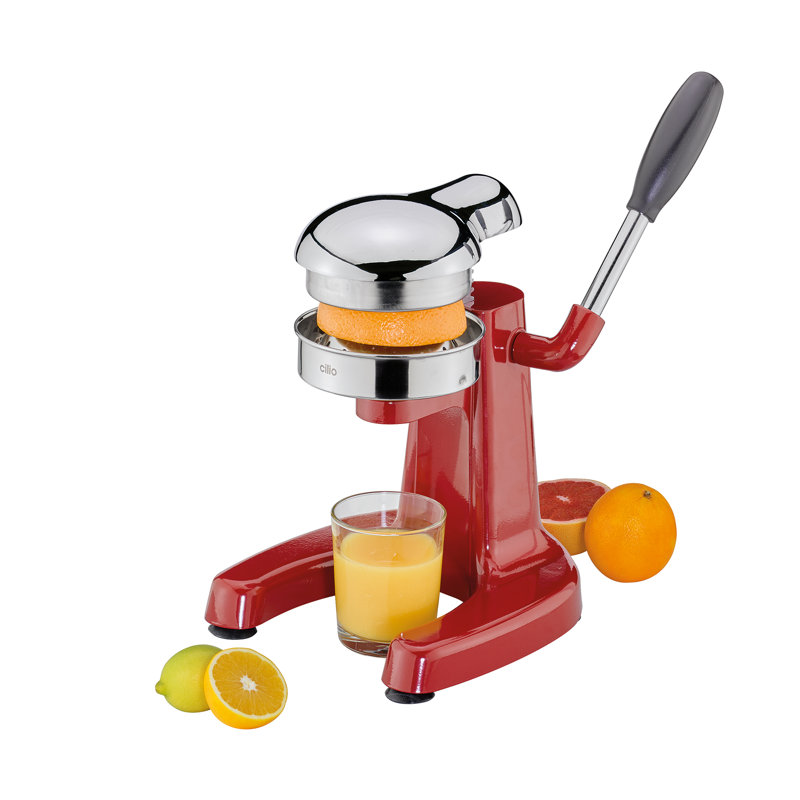 Compact Red Stainless Steel Lever Action Citrus Juicer